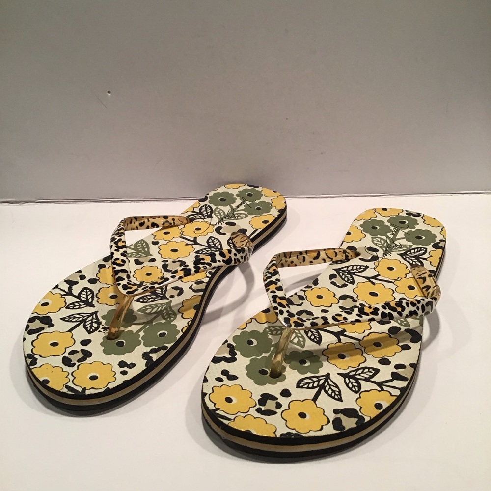 Vera Bradley Yellow Floral Flip Flops Sz. L (9.5-10)